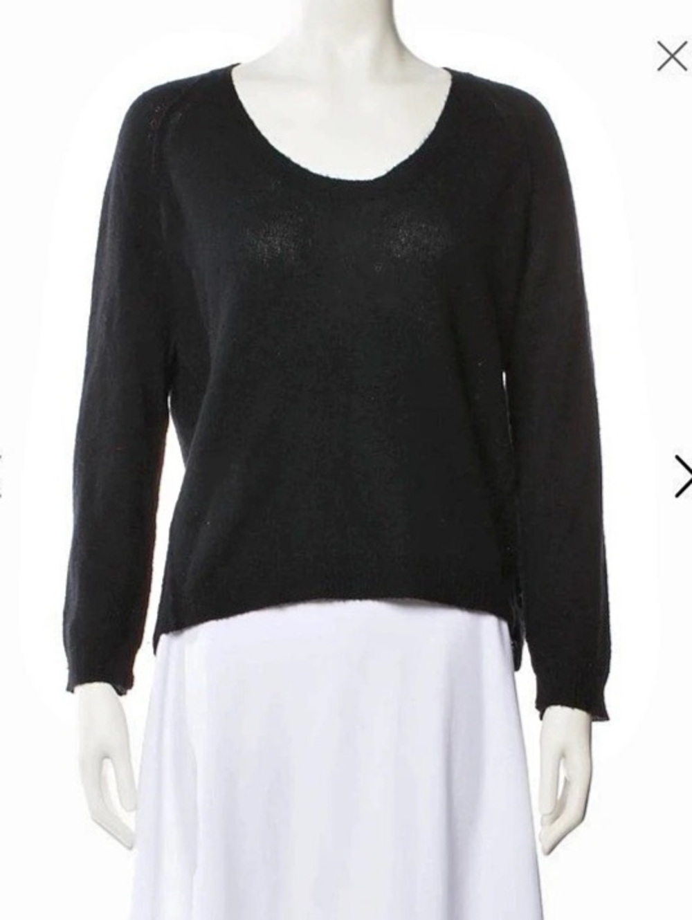 Nili Lotan Scoop Neck Black Cashmere Sweater XS